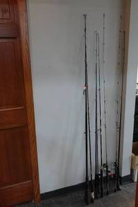 lot 142 image: Assorted Fishing Rods - Shakespeare, Zebco, Quantum