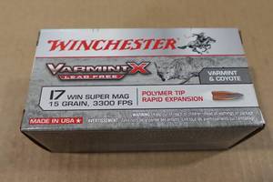 lot 196 image: 50 Winchester Varmint X .17 WSM 15 Gr Polymer Tip Ammo