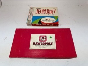 lot 46 image: Vintage Dawg-opoly & Jeopardy Board Games