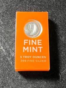 5 TROY OZ .999 FINE SILVER 9 FINE MINT BAR