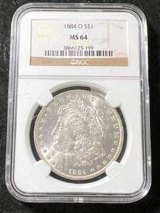 1884-O US MORGAN SILVER DOLLAR NGC MS64