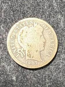 lot 08 image: 1907-S US BARBER DIME