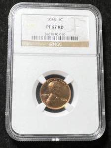 lot 22 image: 1955 PROOF US WHEAT CENT NGC PF67 RD