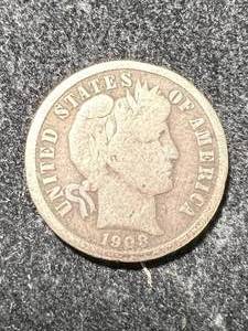 lot 26 image: 1908 US BARBER DIME