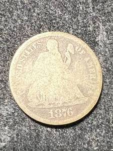 lot 33 image: 1876 US SEATED LIBERTY DIME