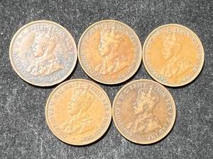 lot 34 image: GROUP OF 5 AUSTRALIAN PENNIES