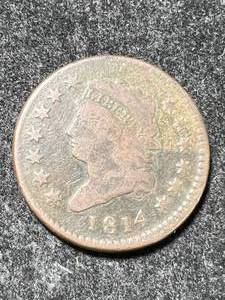 lot 46 image: 1814 US CLASSIC HEAD LARGE CENT