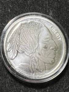 lot 56 image: 1 TROY OZ .999 FINE SILVER BUFFALO INDIAN ROUND IN AIRTITE