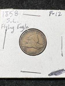 lot 73 image: 1858 US FLYING EAGLE CENT