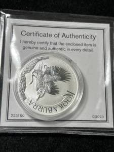 lot 94 image: 1 TROY OZ .999 FINE SILVER 2024 AUSTRALIAN KOOKABURRA ROUND