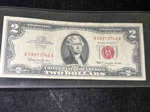 lot 105 image: 1963 US RED SEAL $2 BILL