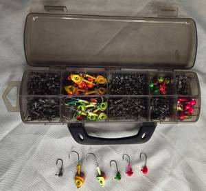 lot 18 image: Tackle Box loaded with Jigs TOO MANY TO COUNT