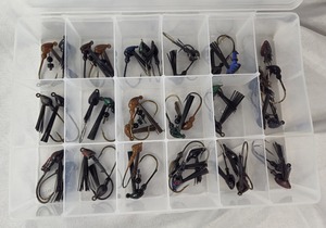 lot 38 image: Box of Skirtless Bass Jigs New & Used Mix