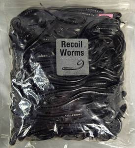 lot 43 image: 100 Approx. 6 Berkley Power Bail Recoil Worm Black