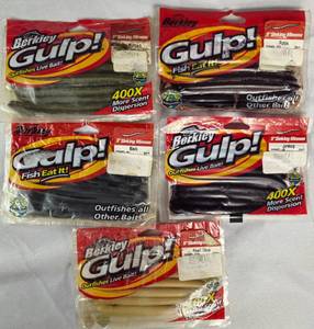 lot 48 image: 5 Bags Berkley Gulp 5 Sinking Worm (Senko) all different color