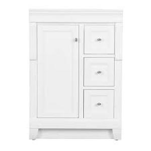 lot 31 image: Home Decorators Collection Naples 24 in. W x 18 in. D x 34 in. H Bath Vanity Cabinet without Top in White  Customer Returns See Pictures