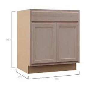 lot 5 image: Hampton Bay 36 in. W x 24 in. D x 34.5 in. H Assembled Blind Corner Base Kitchen Cabinet in Unfinished with Recessed Panel  Customer Returns See Pictures
