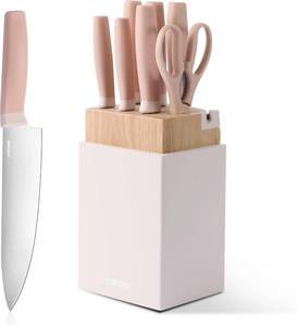 lot 19 image: Carote 9 Piece Kitchen Knife Set with Block and Sharpener
