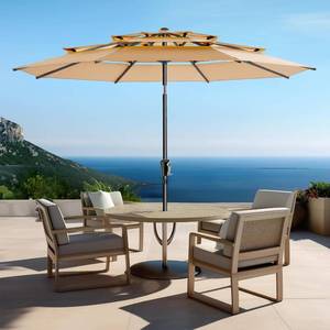 lot 64 image: Homshade 9 3-Tier Outdoor Patio Umbrella (Beige)