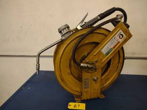 lot 27 image: Graco Oil Hose Reel with Dispenser...