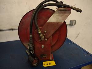 lot 28 image: Alemite Oil Hose Reel with Graco Di...