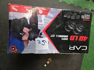 lot 25 image: Cap 40LB vinyl Dumbbell (New) See content description