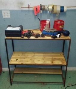lot 934 image: Milwaukee Heat Gun Kit, Tape Variety and more, with Shelving.