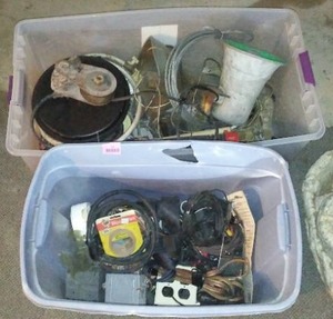lot 704 image: Misc. Electrical Wiring And Parts, Megaphone (2), Turn Buckle And Clevis And More.
