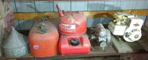 lot 712 image: Motors (2) Fuel Cans (3) And Funnel.