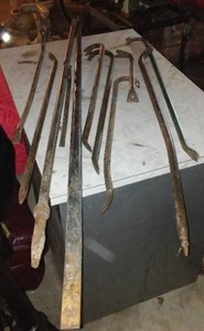 lot 717 image: Prybars, and crowbars Sizes Vary.