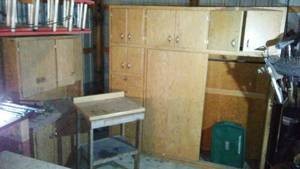 lot 722 image: Storage Cabinets (2) and worktable.