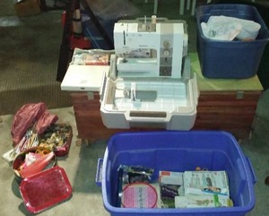lot 742 image: Bernina 930 Sewing Machine, Patterns, Fabrics, Buttons And More.