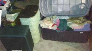 lot 697 image: Towels And Bathroom Items In Laundry Hampers (3)