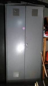 lot 653 image: 2 Door Metal Cabinet Lyon.