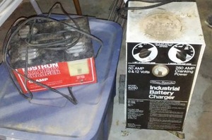 lot 662 image: Battery Chargers (2) 10 Amp And 60 Amp With Cart.