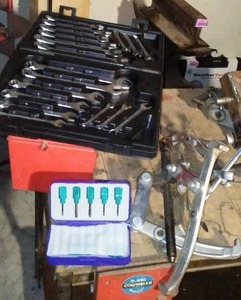 lot 667 image: Open End Wrench, Parts Pulley, Toolbox.