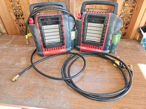 lot 589 image: Mr Heater Portable Buddy Heaters(2) and Hose Adapters (2).