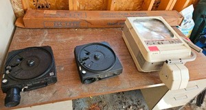 lot 607 image: Kodak Carousels (2), Projector and Projection Screen.