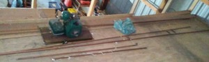lot 767 image: Copper Pipe (4 Pieces) and Small Engine.