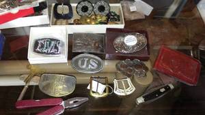 lot 786 image: Belt Buckles and More. U.S., Elvis, Coin, Coca Cola.
