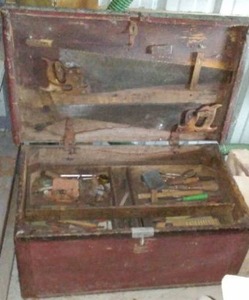 lot 790 image: Antique Tool Chest With Tools -  Must See