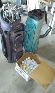 lot 794 image: Golf Balls, Bags, Clubs. Hagen, Mac Gregor, Delta.