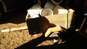 lot 873 image: Small Tractor Yard Cart. Wood