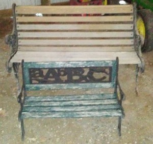 lot 817 image: Wooden Benches with Metal Ends (2).
