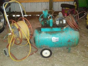 Silver Seal Automatic Tank Air Compressor and Hose with Cart.