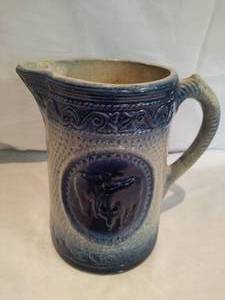 lot 13 image: Blue & White Pottery Salt Glaze Pitcher