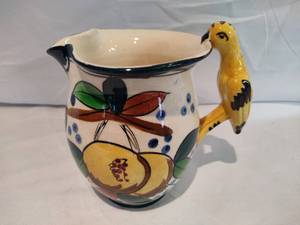 lot 24 image: Vintage Bird Handle Ceramic Pitcher