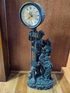 lot 20 image: Greek Themed Sculptural Swinging Pendulum Clock