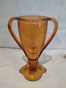 lot 28 image: Vintage FOSTORIA Art Deco Amber Glass Vase