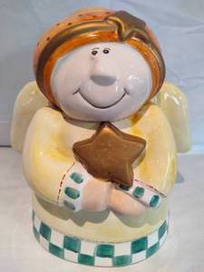 lot 31 image: Vintage Christmas Angel w Star Cookie Jar